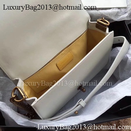 Boy Chanel Top Handle Flap Bag Original Sheepskin Leather CHA6600 White