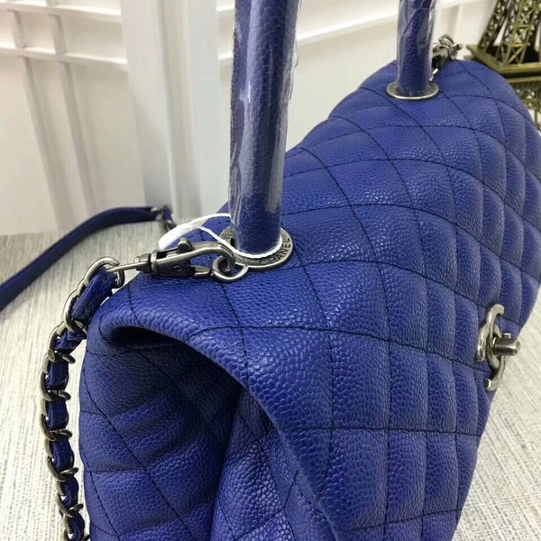 Chanel Caviar Leather Top Handle Bag 92991 Blue