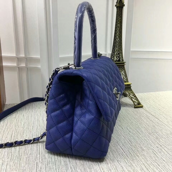 Chanel Caviar Leather Top Handle Bag 92991 Blue