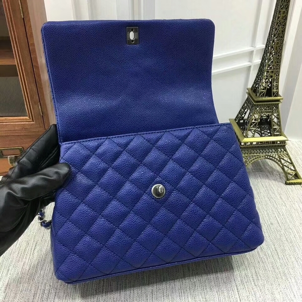 Chanel Caviar Leather Top Handle Bag 92991 Blue