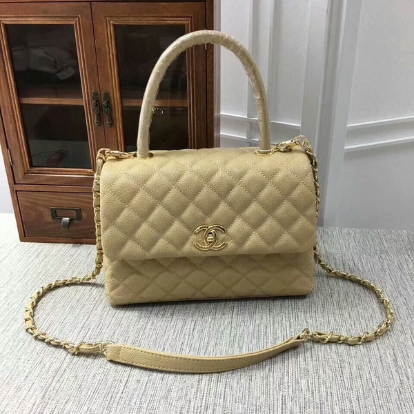 Chanel Caviar Leather Top Handle Bag 92991 Gold