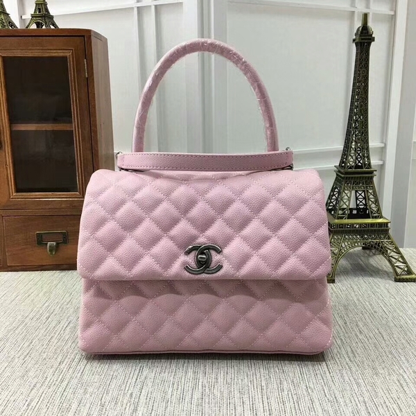 Chanel Caviar Leather Top Handle Bag 92991 Pink