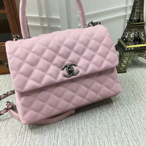 Chanel Caviar Leather Top Handle Bag 92991 Pink