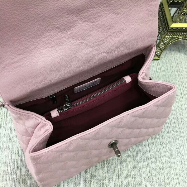 Chanel Caviar Leather Top Handle Bag 92991 Pink