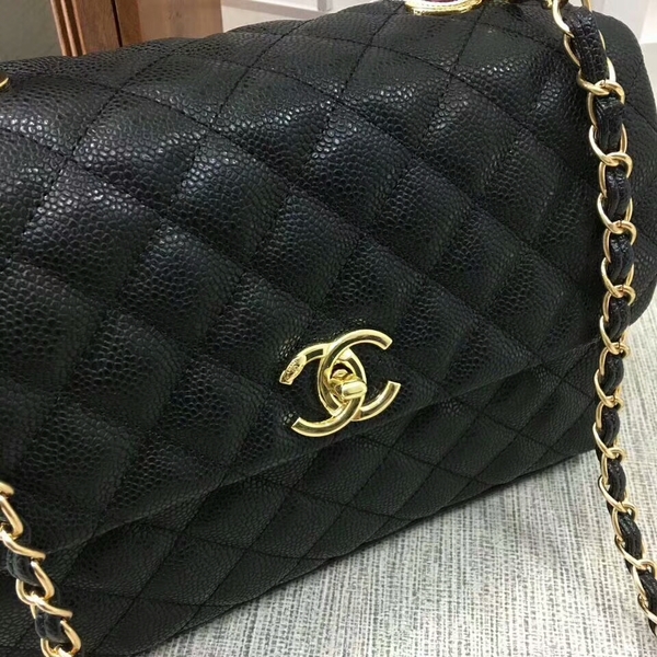 Chanel Caviar Leather Top Handle Bag 92991 Black