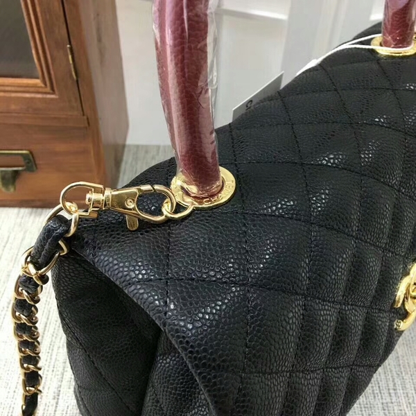 Chanel Caviar Leather Top Handle Bag 92991 Black