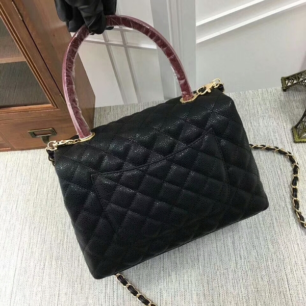 Chanel Caviar Leather Top Handle Bag 92991 Black