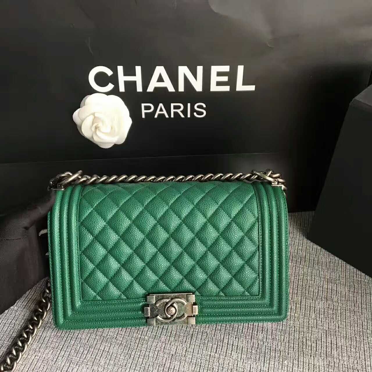 Boy Chanel Flap Shoulder Bag Original Leather A67086S Green