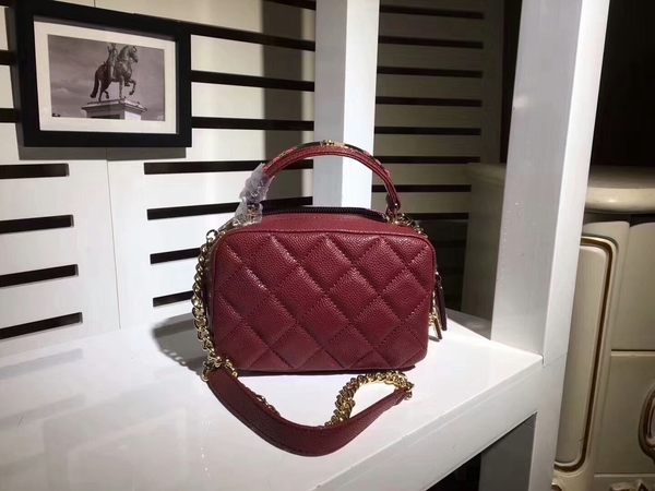 Chanel Classic Caviar Leather Shoulder Bag 92122B Dark Red