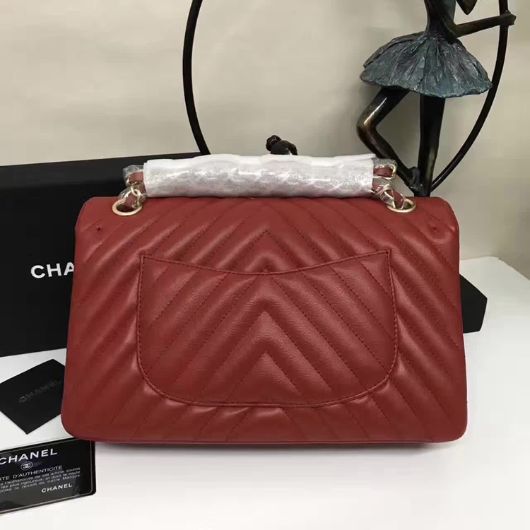 Chanel Flap Shoulder Bags Red Sheepskin Leather A1112 Glod