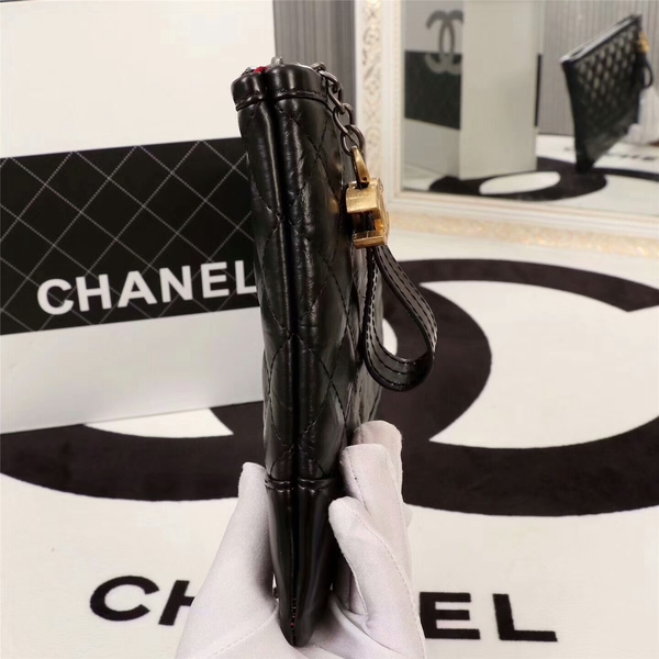 Chanel 2017 Calfskin Leather Clutch 8127 Black