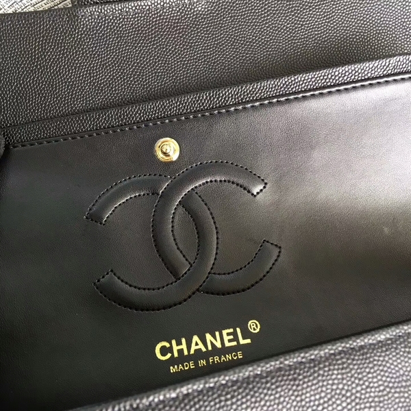 Chanel Flap Shoulder Bags Black Original Calfskin Leather CF1112 Glod