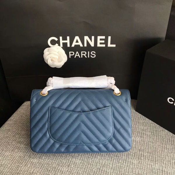 Chanel Flap Shoulder Bags Blue Original Calfskin Leather CF1112 Glod