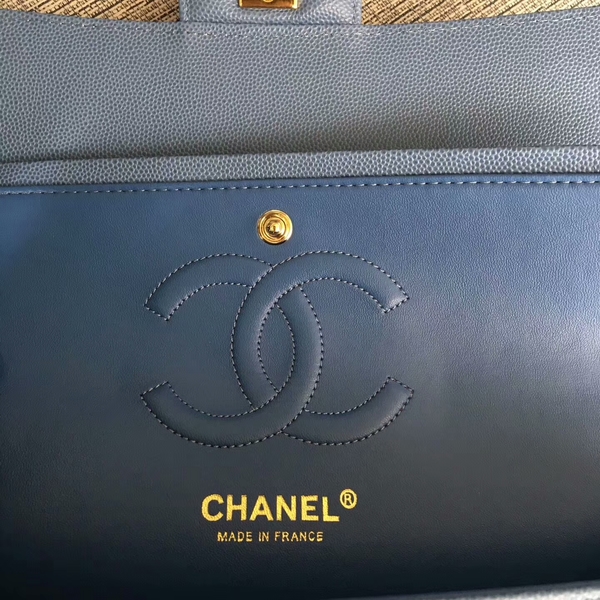 Chanel Flap Shoulder Bags Skyblue Original Calfskin Leather CF1112 Glod