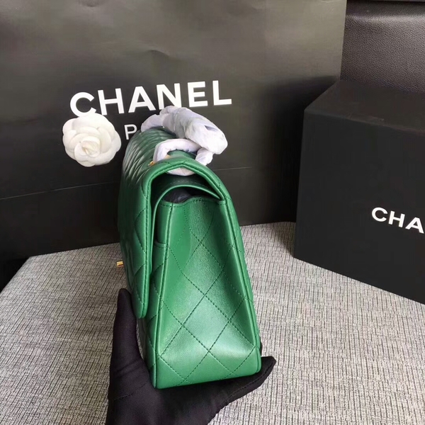 Chanel Flap Shoulder Bags Green Original Lambskin Leather CF1113 Glod