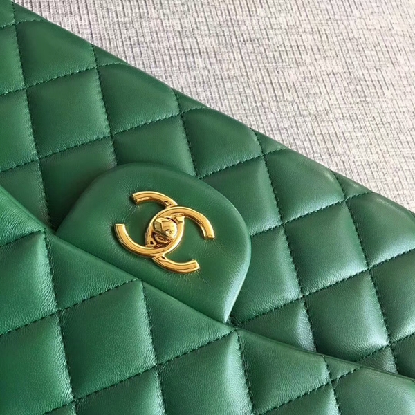 Chanel Flap Shoulder Bags Green Original Lambskin Leather CF1113 Glod