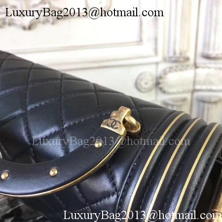 Boy Chanel Top Handle Flap Bag Original Leather A91881 Black