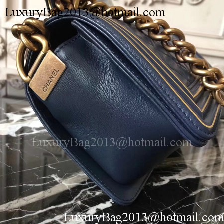 Boy Chanel Top Handle Flap Bag Original Leather A91881 Royal