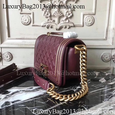 Boy Chanel Top Handle Flap Bag Original Leather A91881 Wine