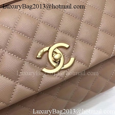 Chanel Classic Red Top Handle Bag Apricot Original Leather A92991 Gold