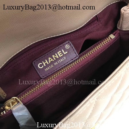 Chanel Classic Red Top Handle Bag Apricot Original Leather A92991 Gold