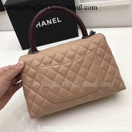 Chanel Classic Red Top Handle Bag Apricot Original Leather A92991 Silver