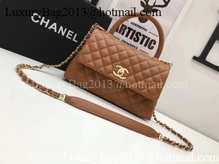 Chanel Classic Top Handle Bag Brown Original Leather A92991 Gold