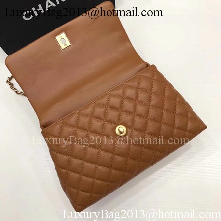 Chanel Classic Top Handle Bag Brown Original Leather A92991 Gold