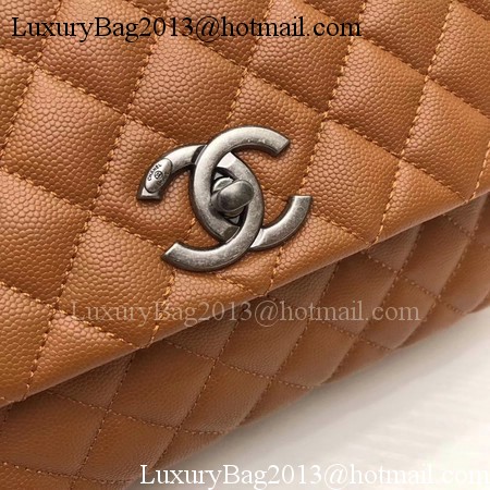 Chanel Classic Top Handle Bag Brown Original Leather A92991 Silver