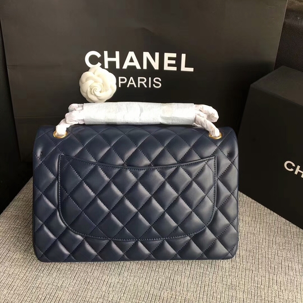 Chanel Flap Shoulder Bags Dark Blue Original Lambskin Leather CF1113 Glod