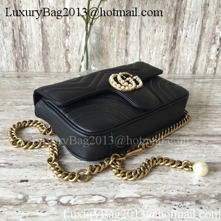 Gucci GG Marmont Matelasse Shoulder Bag 443497 Black