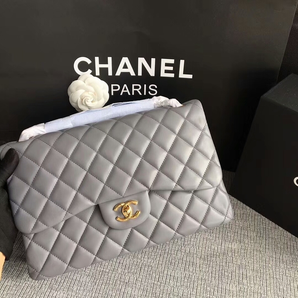 Chanel Flap Shoulder Bags Grey Original Lambskin Leather CF1113 Glod