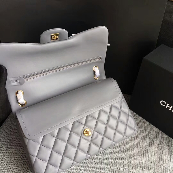 Chanel Flap Shoulder Bags Grey Original Lambskin Leather CF1113 Glod