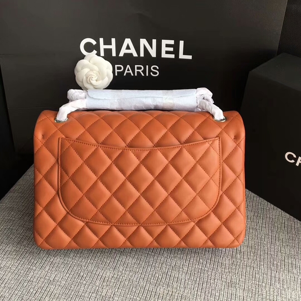 Chanel Flap Shoulder Bags Orange Original Lambskin Leather CF1113 Silver