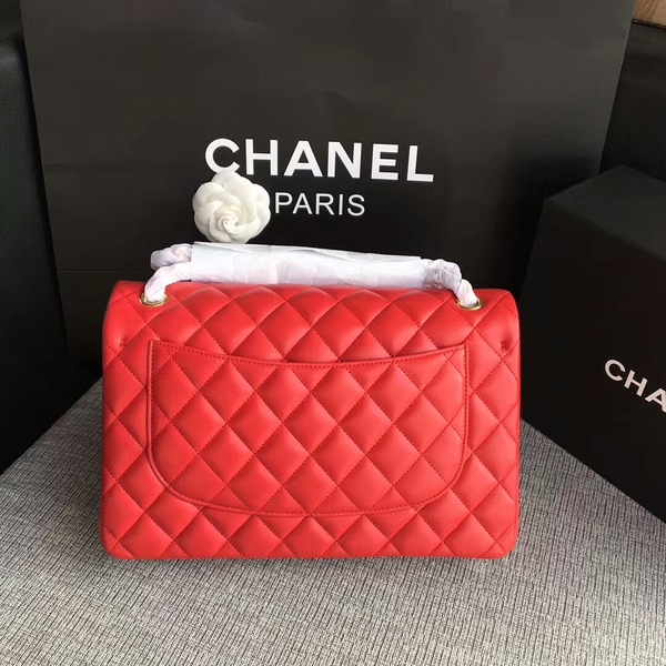 Chanel Flap Shoulder Bags Red Original Lambskin Leather CF1113 Glod