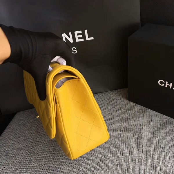 Chanel Flap Shoulder Bags Yellow Original Lambskin Leather CF1113 Glod