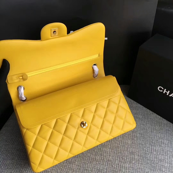 Chanel Flap Shoulder Bags Yellow Original Lambskin Leather CF1113 Glod