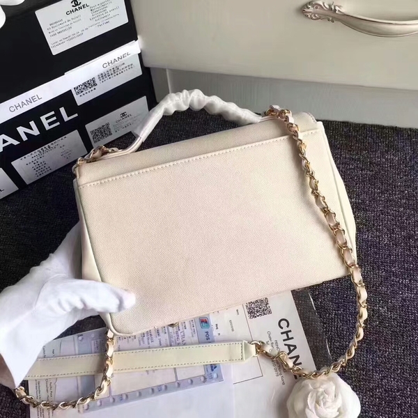 Chanel Original Calfskin Leather Shoulder Bag 8124 White