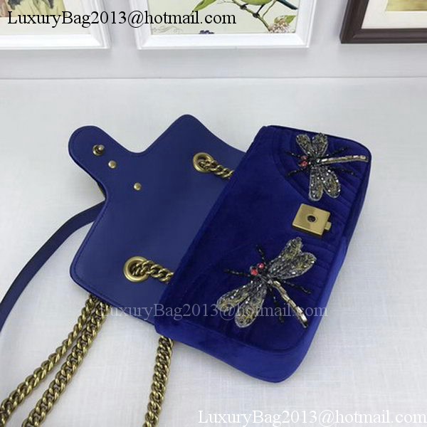 Gucci GG Marmont Embroidered Velvet mini Bag 446744 Blue