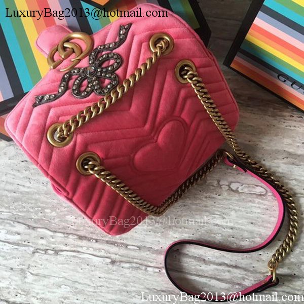 Gucci GG Marmont Embroidered Velvet mini Bag 446744 Pink