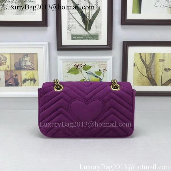 Gucci GG Marmont Embroidered Velvet mini Bag 446744 Purple