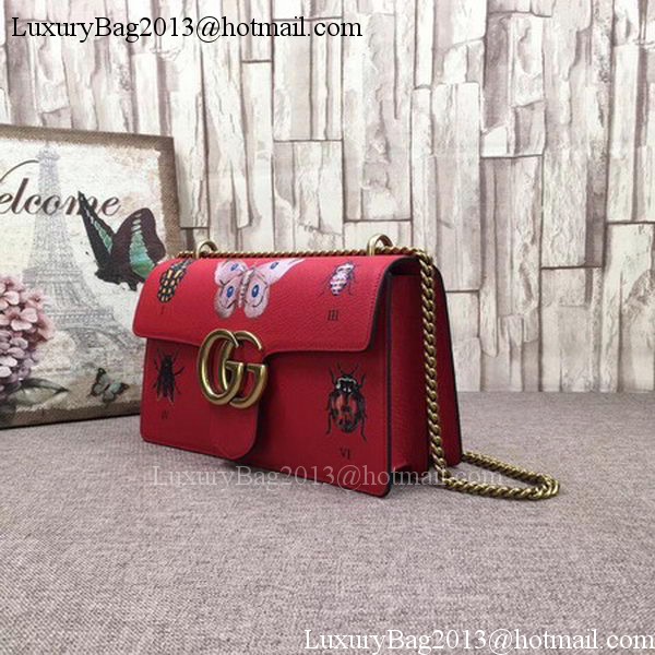 Gucci GG Marmont Original Leather Shoulder Bag 488716 Red