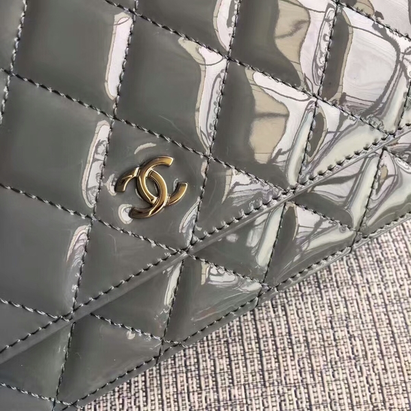 Chanel WOC Flap Bag Patent Leather A33814C Grey