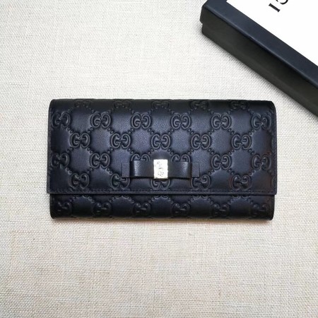 Gucci Bow Gucci Signature Continental Wallet 388679 Black