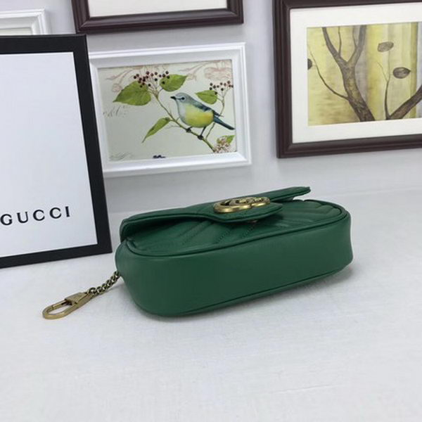 Gucci GG Marmont Matelasse Leather Super Mini Bag 476433 Green