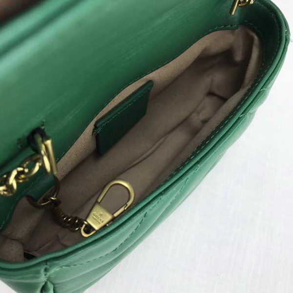 Gucci GG Marmont Matelasse Leather Super Mini Bag 476433 Green