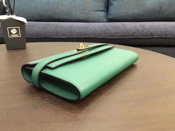 Hermes Kelly Epsom Leather Wallet H4086 Green