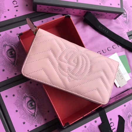 Gucci GG Marmont Zip Around Wallet 443123 Pink