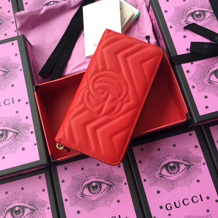 Gucci GG Marmont Zip Around Wallet 443123 Red