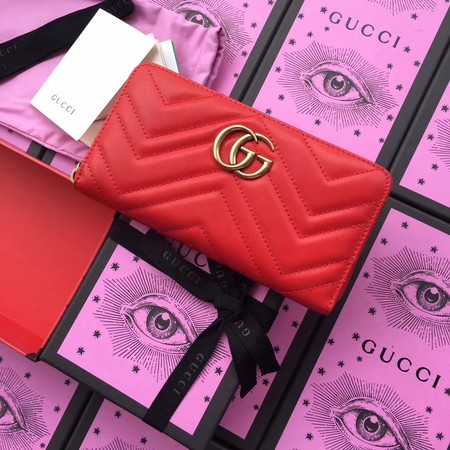 Gucci GG Marmont Zip Around Wallet 443123 Red